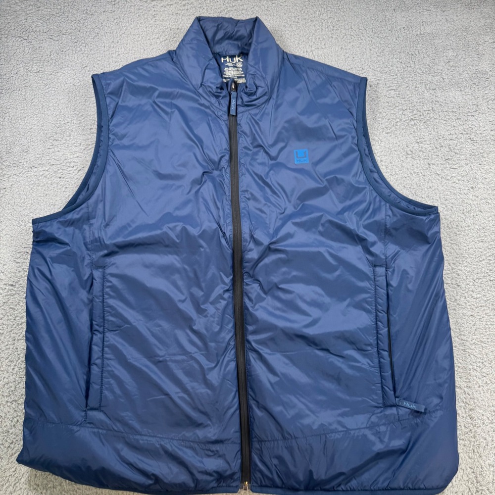 HUK Mens Vest Puffer Insulated‎ Full Zip Blue XXL Casual Outdoor